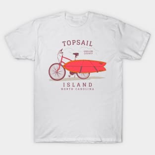 Topsail Island, NC Summer Vacation Bike and Surfboard T-Shirt